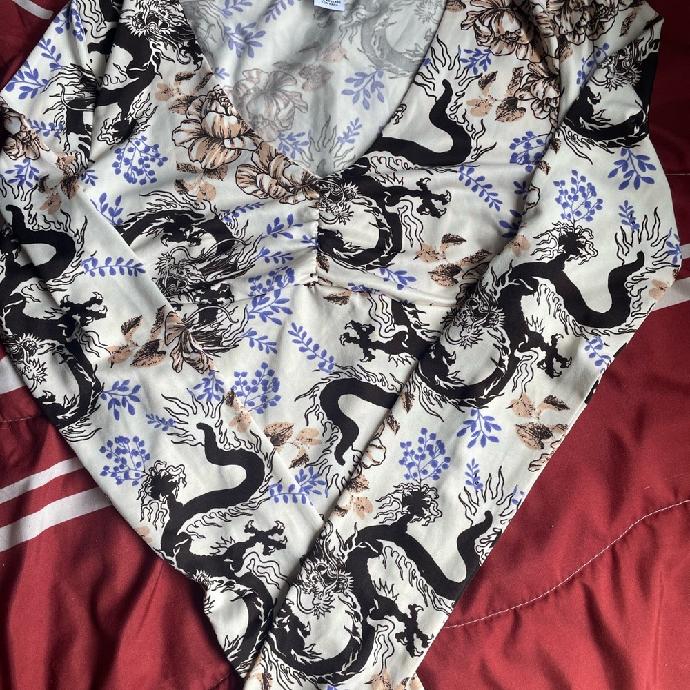 Floral Dragon Print Women's Top